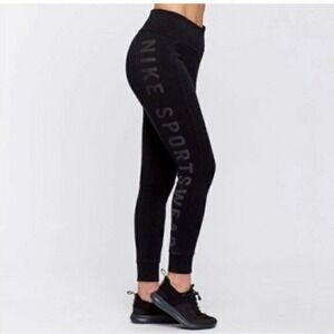 Nike Sportswear Women's High Waisted Black Side Logo Jogger Legging AQ9819-010 M